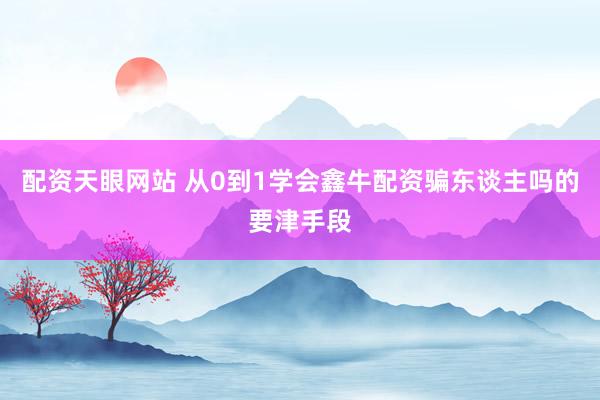 配资天眼网站 从0到1学会鑫牛配资骗东谈主吗的要津手段