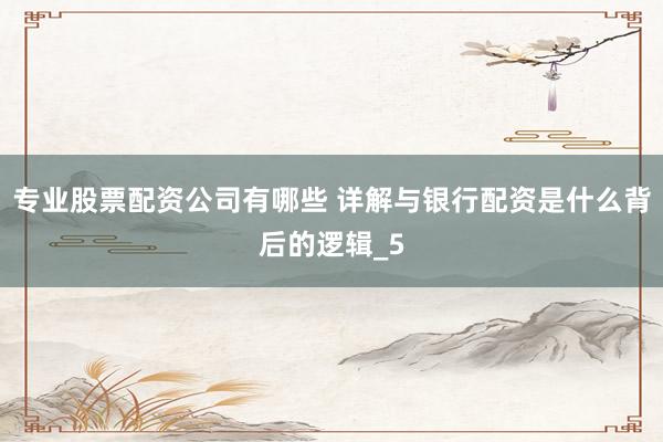 专业股票配资公司有哪些 详解与银行配资是什么背后的逻辑_5