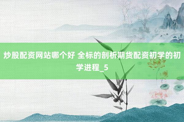 炒股配资网站哪个好 全标的剖析期货配资初学的初学进程_5