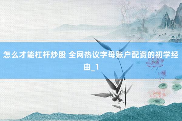 怎么才能杠杆炒股 全网热议字母账户配资的初学经由_1
