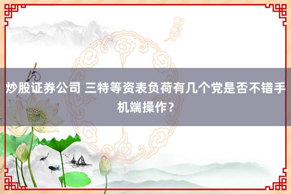 炒股证券公司 三特等资表负荷有几个党是否不错手机端操作？