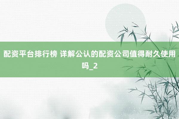 配资平台排行榜 详解公认的配资公司值得耐久使用吗_2