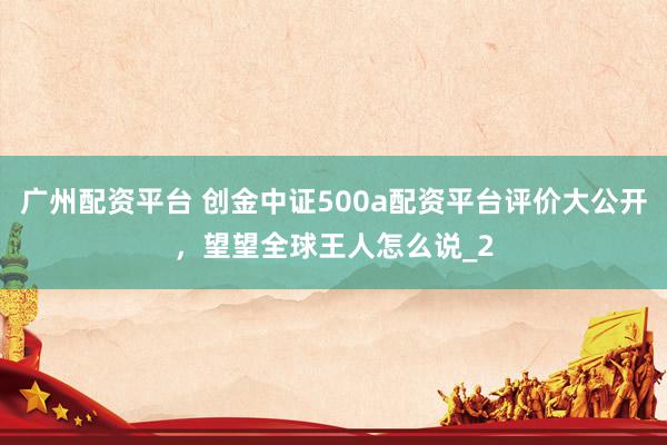 广州配资平台 创金中证500a配资平台评价大公开，望望全球王人怎么说_2