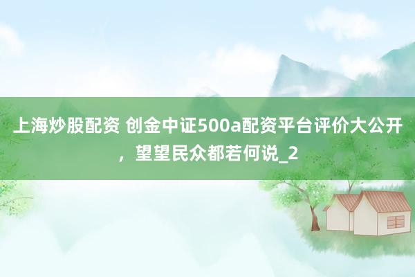 上海炒股配资 创金中证500a配资平台评价大公开，望望民众都若何说_2