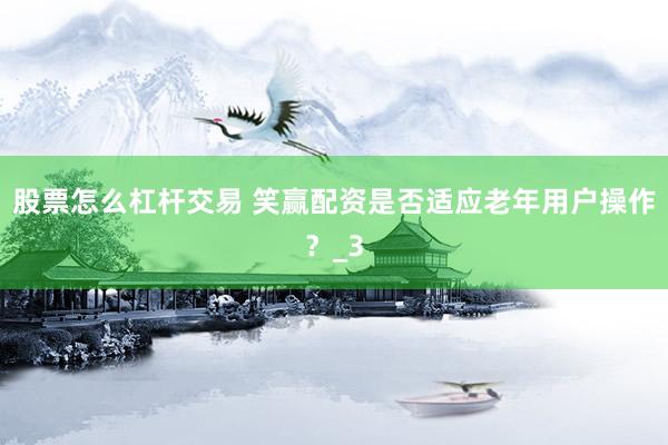 股票怎么杠杆交易 笑赢配资是否适应老年用户操作？_3