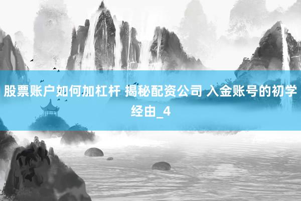 股票账户如何加杠杆 揭秘配资公司 入金账号的初学经由_4