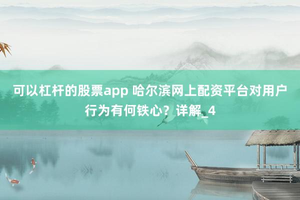 可以杠杆的股票app 哈尔滨网上配资平台对用户行为有何铁心？详解_4