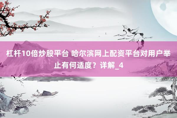 杠杆10倍炒股平台 哈尔滨网上配资平台对用户举止有何适度？详解_4