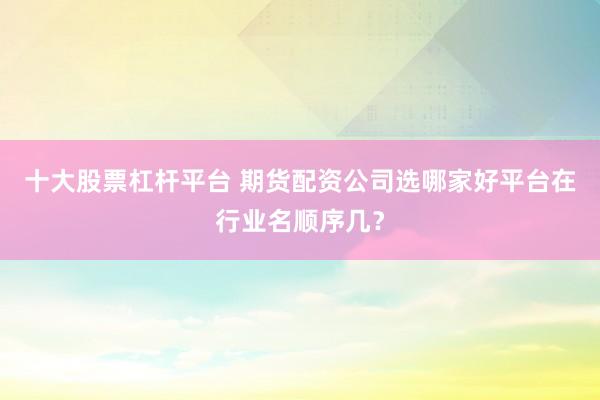 十大股票杠杆平台 期货配资公司选哪家好平台在行业名顺序几？