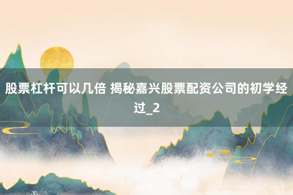 股票杠杆可以几倍 揭秘嘉兴股票配资公司的初学经过_2