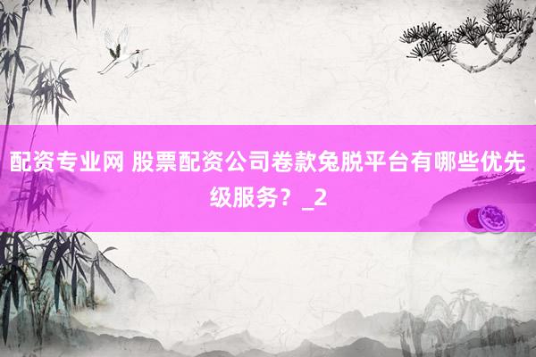 配资专业网 股票配资公司卷款兔脱平台有哪些优先级服务？_2