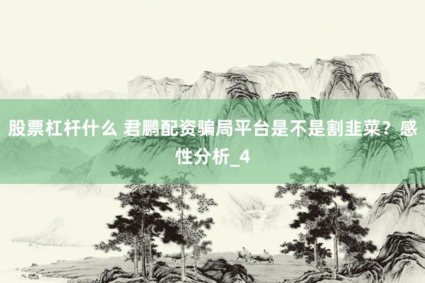 股票杠杆什么 君鹏配资骗局平台是不是割韭菜？感性分析_4