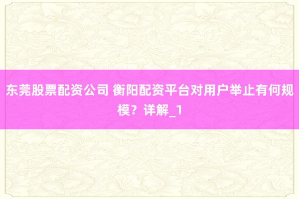 东莞股票配资公司 衡阳配资平台对用户举止有何规模？详解_1