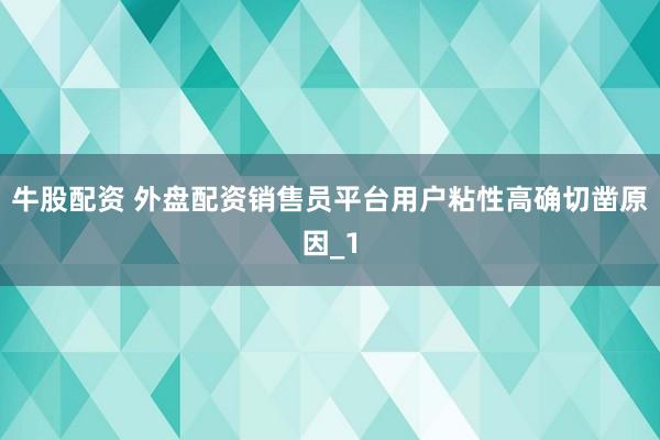 牛股配资 外盘配资销售员平台用户粘性高确切凿原因_1
