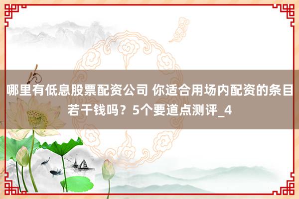 哪里有低息股票配资公司 你适合用场内配资的条目若干钱吗？5个要道点测评_4