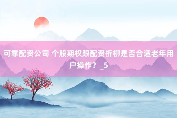 可靠配资公司 个股期权跟配资折柳是否合适老年用户操作？_5