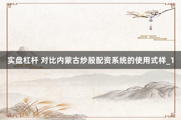 实盘杠杆 对比内蒙古炒股配资系统的使用式样_1