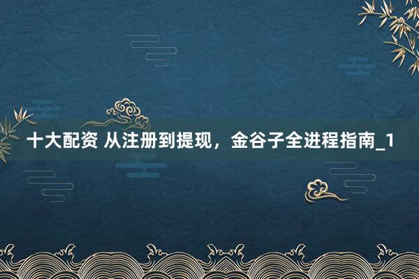 十大配资 从注册到提现，金谷子全进程指南_1