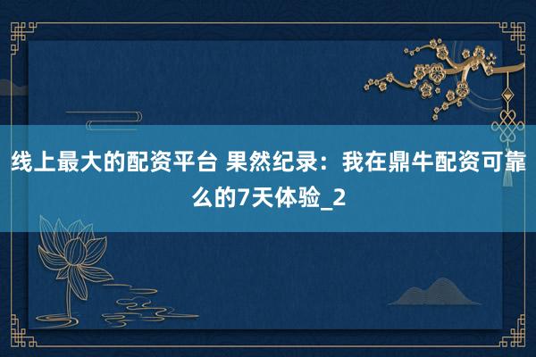 线上最大的配资平台 果然纪录：我在鼎牛配资可靠么的7天体验_2