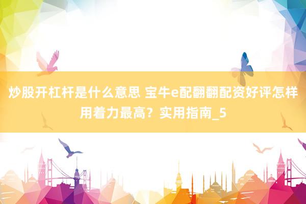 炒股开杠杆是什么意思 宝牛e配翻翻配资好评怎样用着力最高？实用指南_5