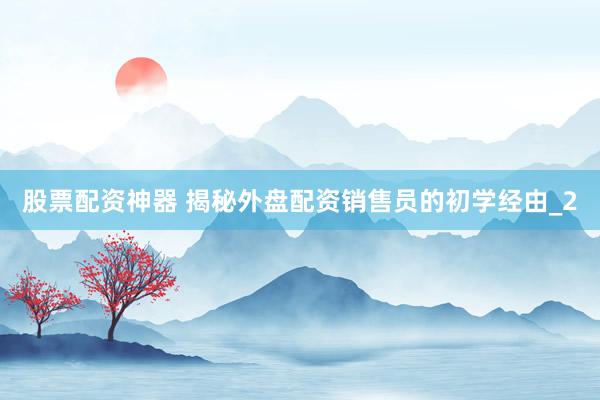 股票配资神器 揭秘外盘配资销售员的初学经由_2