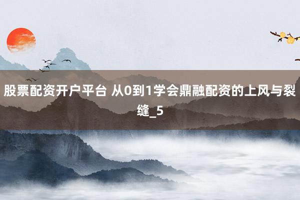 股票配资开户平台 从0到1学会鼎融配资的上风与裂缝_5