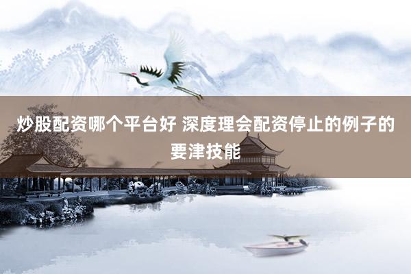 炒股配资哪个平台好 深度理会配资停止的例子的要津技能