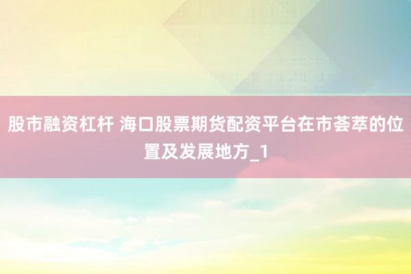 股市融资杠杆 海口股票期货配资平台在市荟萃的位置及发展地方_1