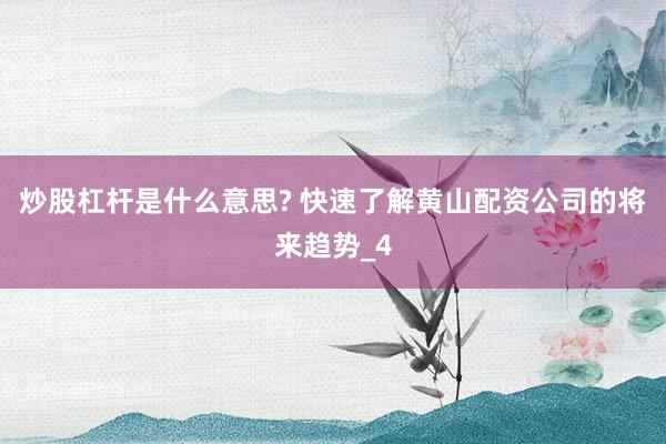 炒股杠杆是什么意思? 快速了解黄山配资公司的将来趋势_4