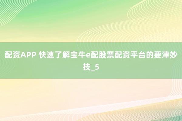 配资APP 快速了解宝牛e配股票配资平台的要津妙技_5