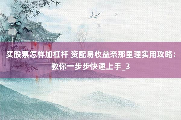 买股票怎样加杠杆 资配易收益奈那里理实用攻略：教你一步步快速上手_3