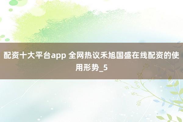 配资十大平台app 全网热议禾旭国盛在线配资的使用形势_5